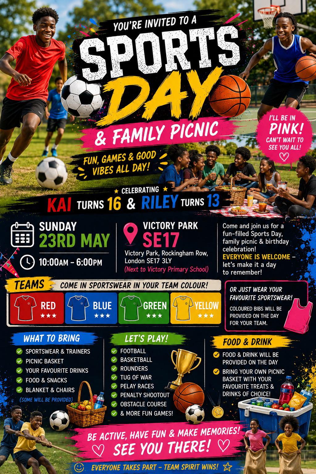 Bespoke sports-day birthday invitation design